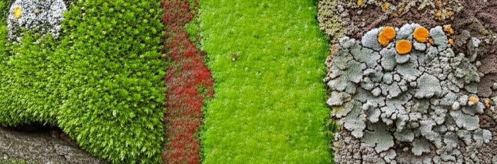lichens, moss, and algae
