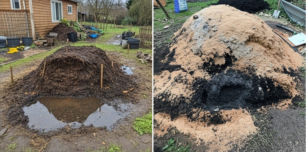Unhealthy sawdust composting