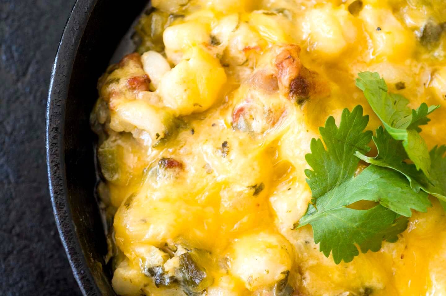 Cheesy Green Chile Hominy Casserole