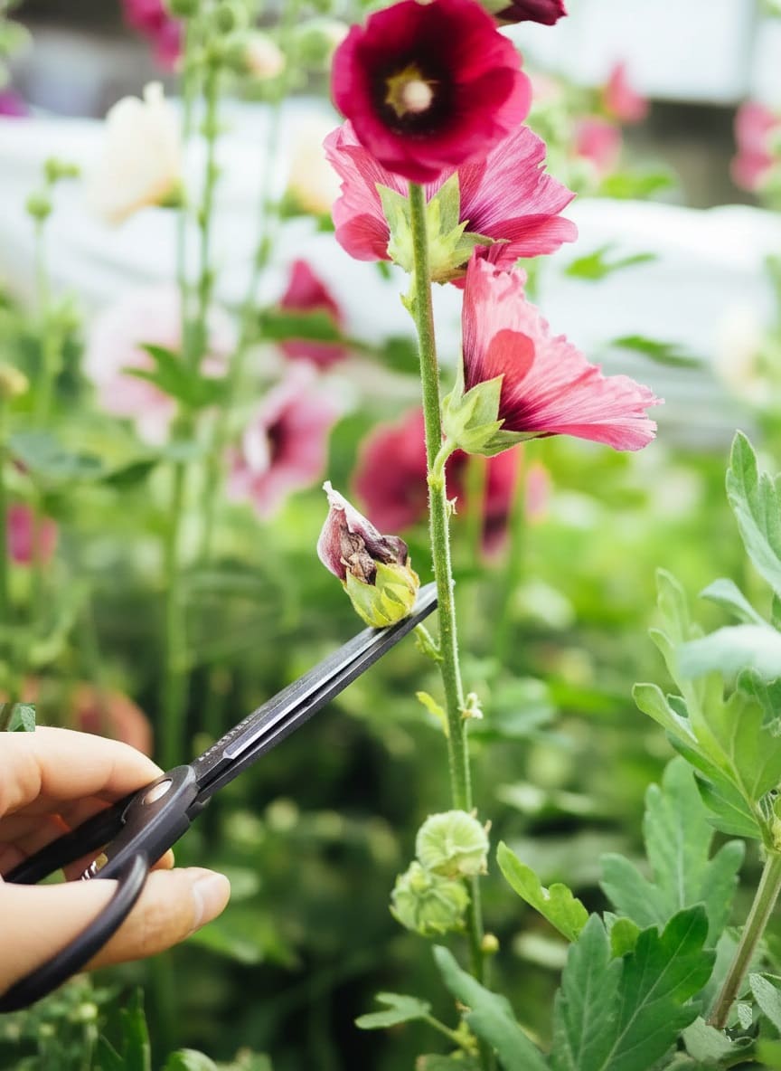 Deadheading Hollyhocks