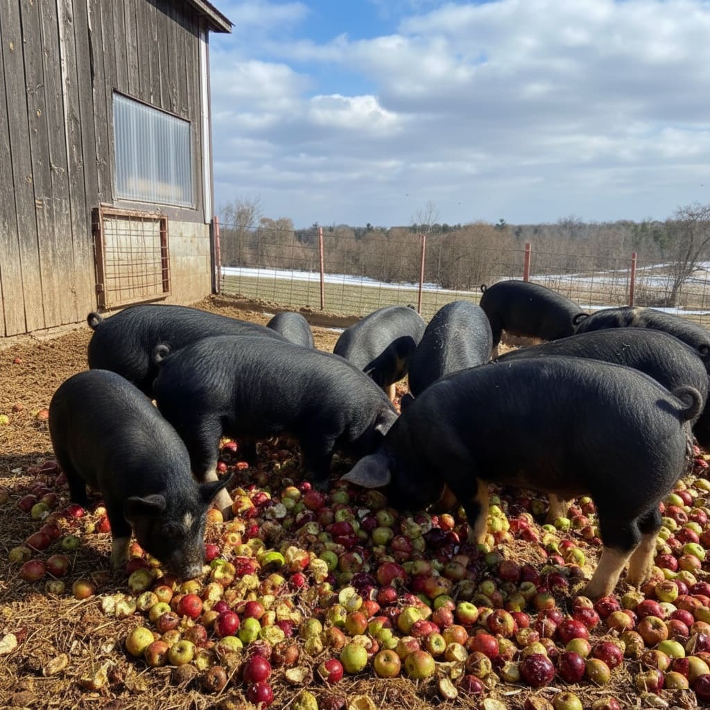 Feeding Berkshire Pigs