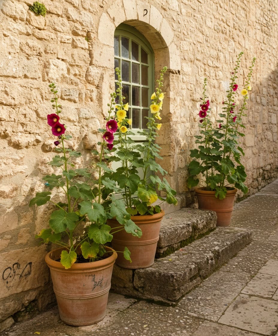Hollyhocks Container Growing