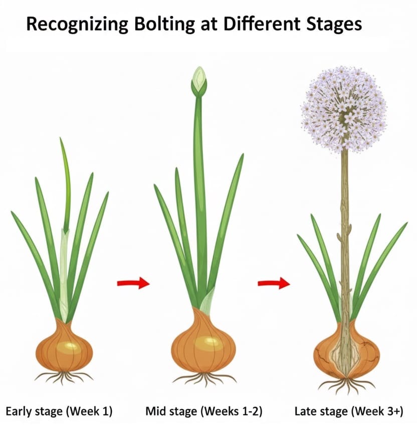 Onion Bolting at Different Stages