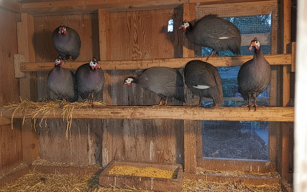 guineas roosting