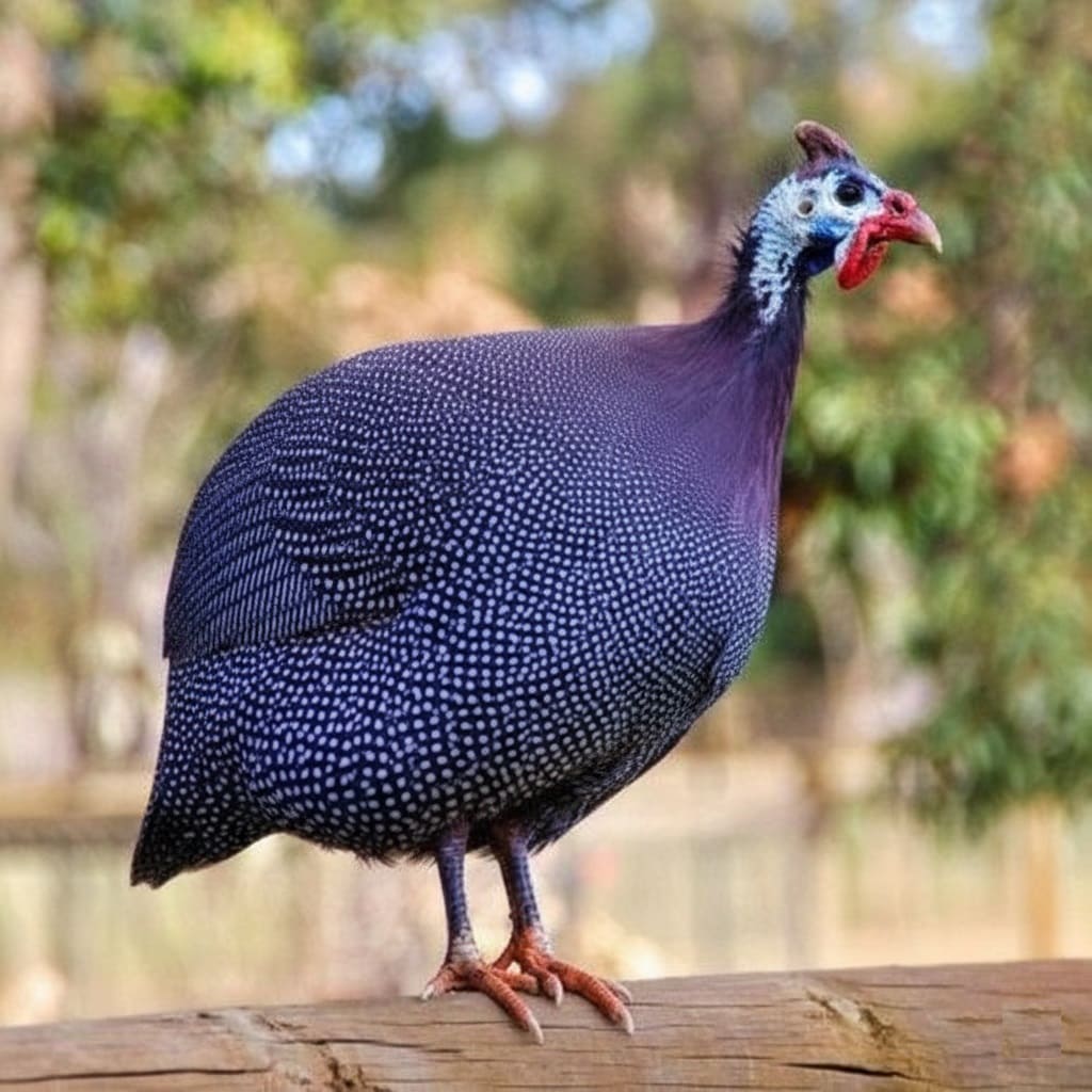 purple-blue guinea fowl