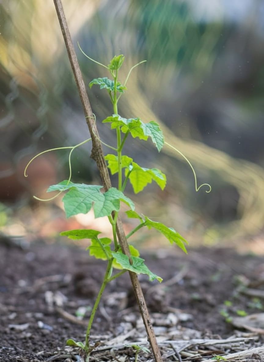 Installing Support Structure For bitter melons