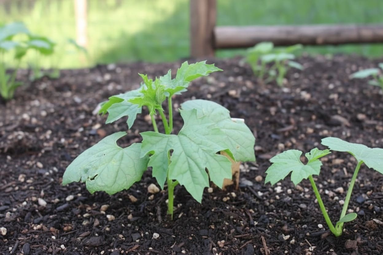 Transplanting Bitter Melon Seedlings