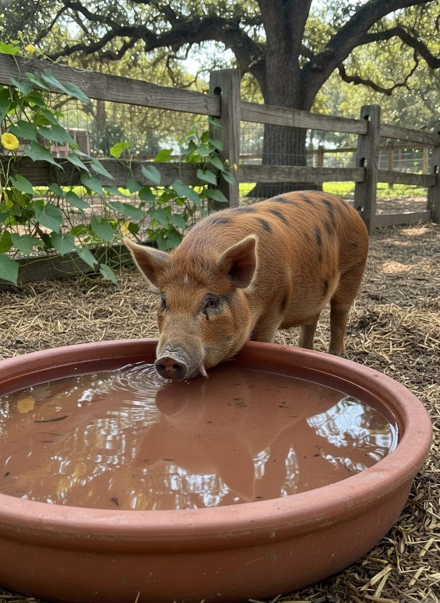 Watering Kunekune Pigs