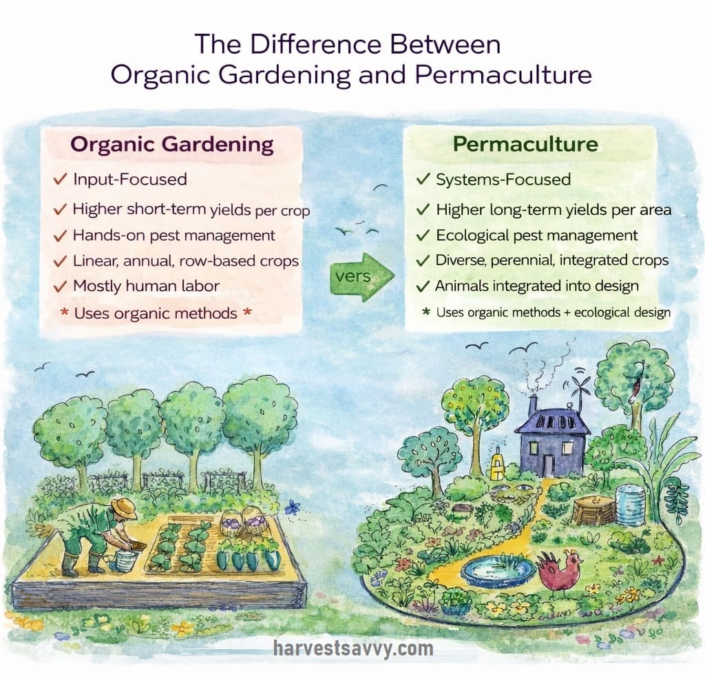 permaculture vs organic gardening