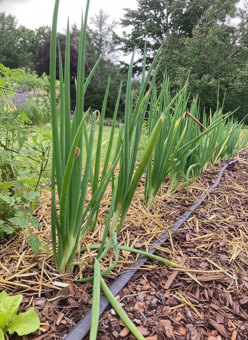 Mulching Egyptian Walking Onions