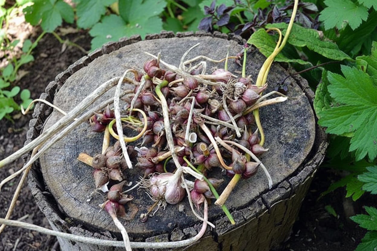 dig up crowded Egyptian Walking Onion clumps