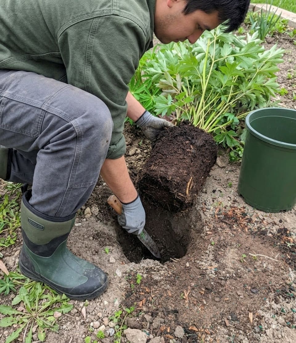 How to plant a container-grown peony