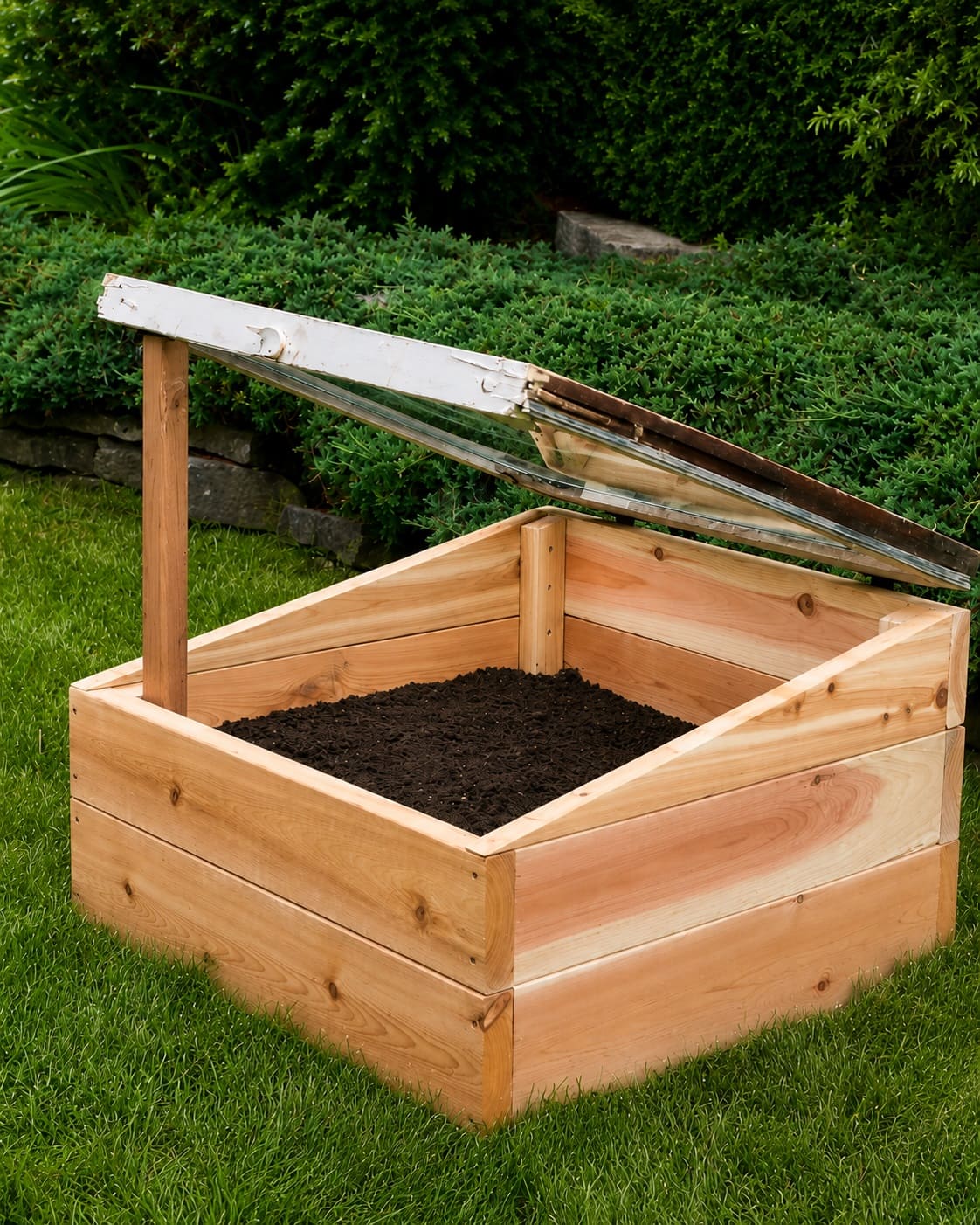The cold frame is ready for cold-season crops