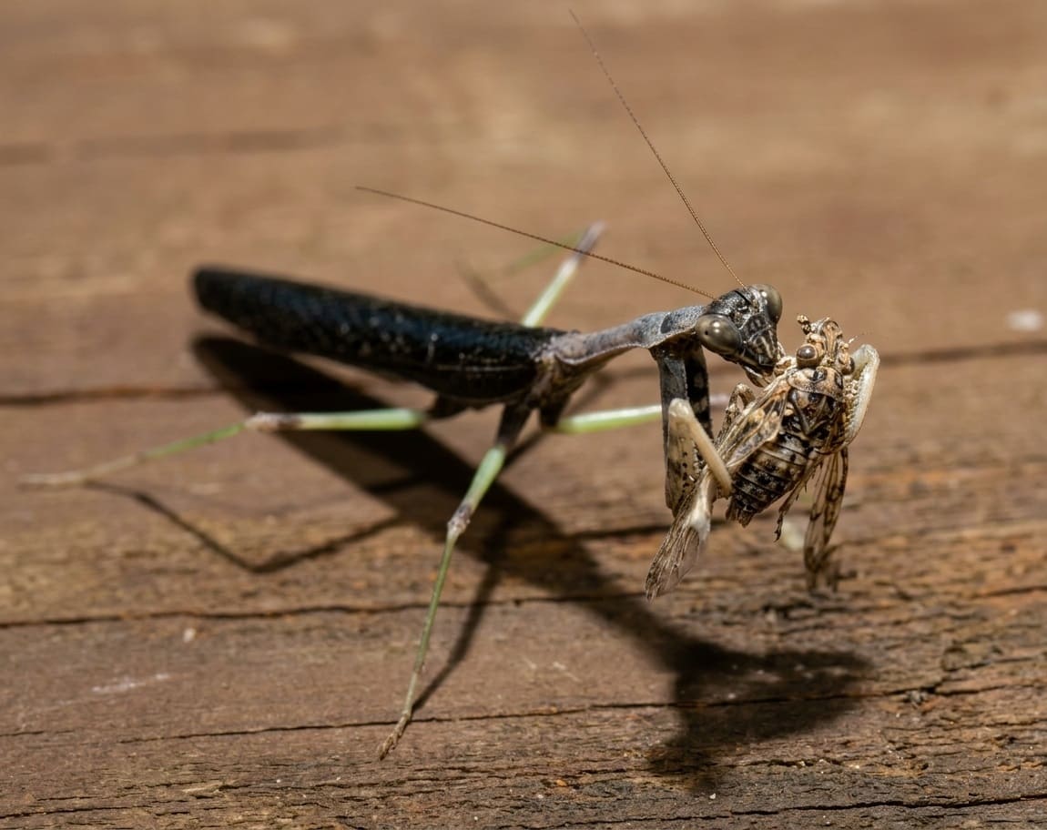 Praying mantis hunting