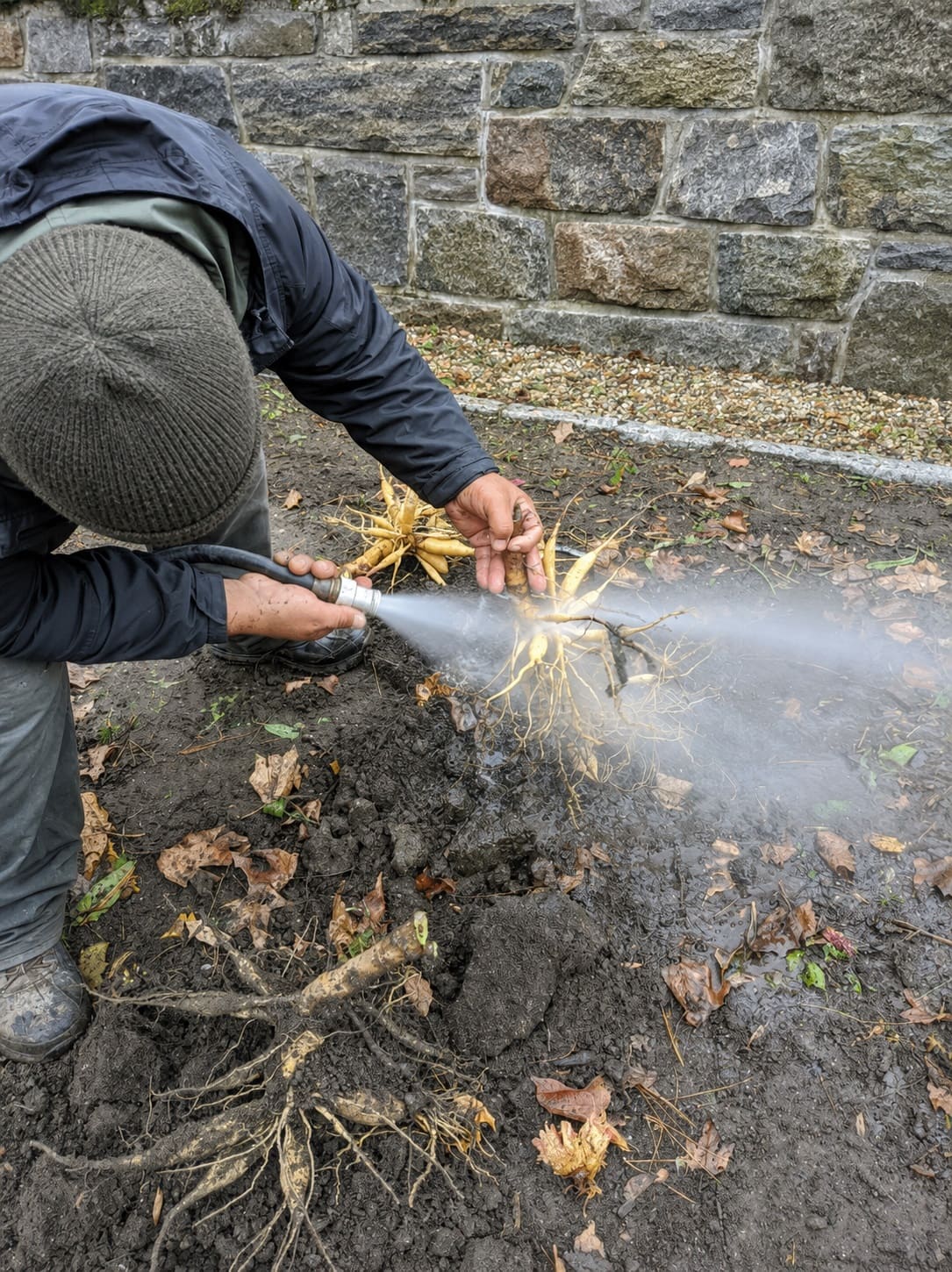 wash Dahlia tubers