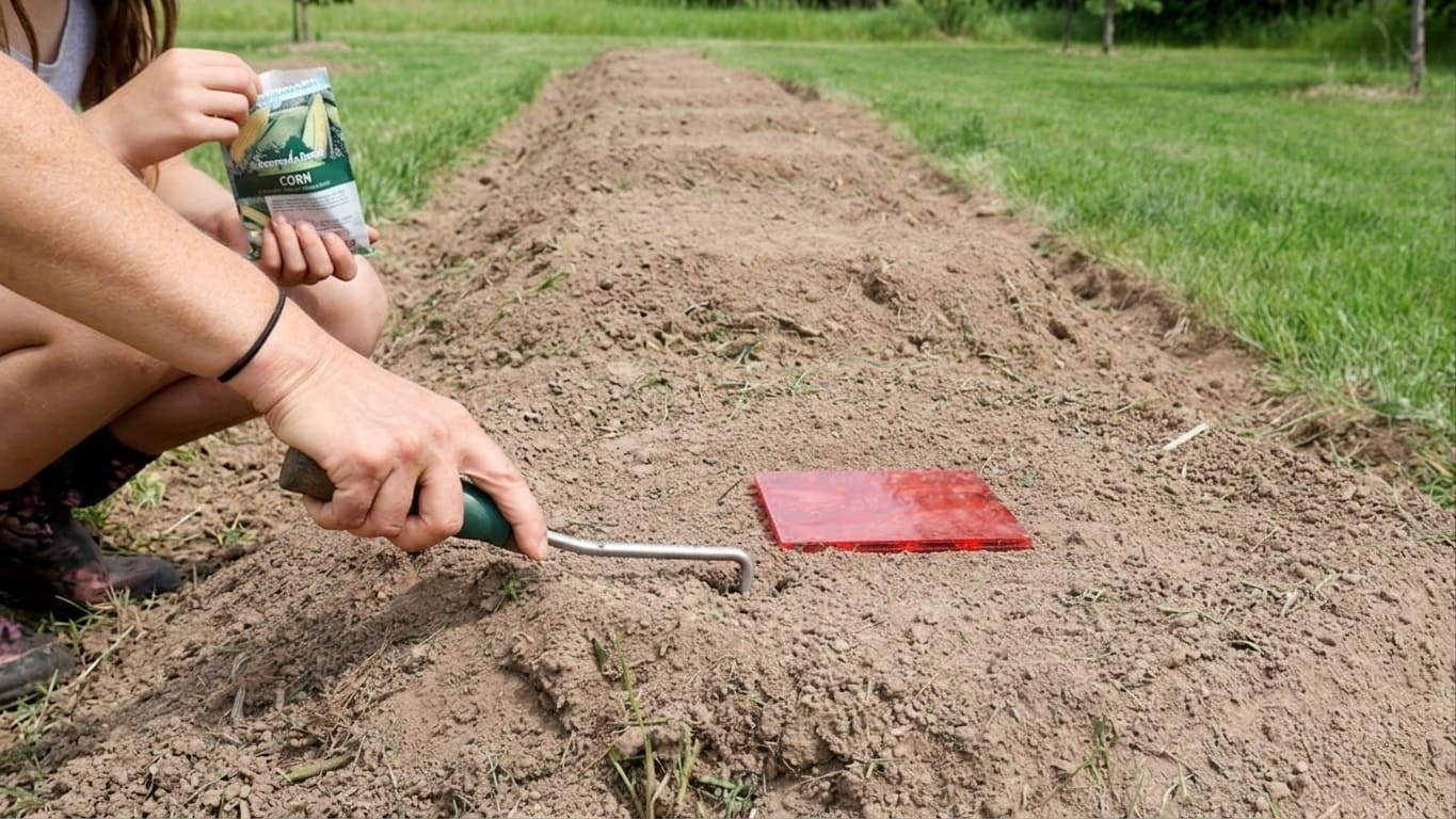 Planting the corn in a Three Sisters Garden