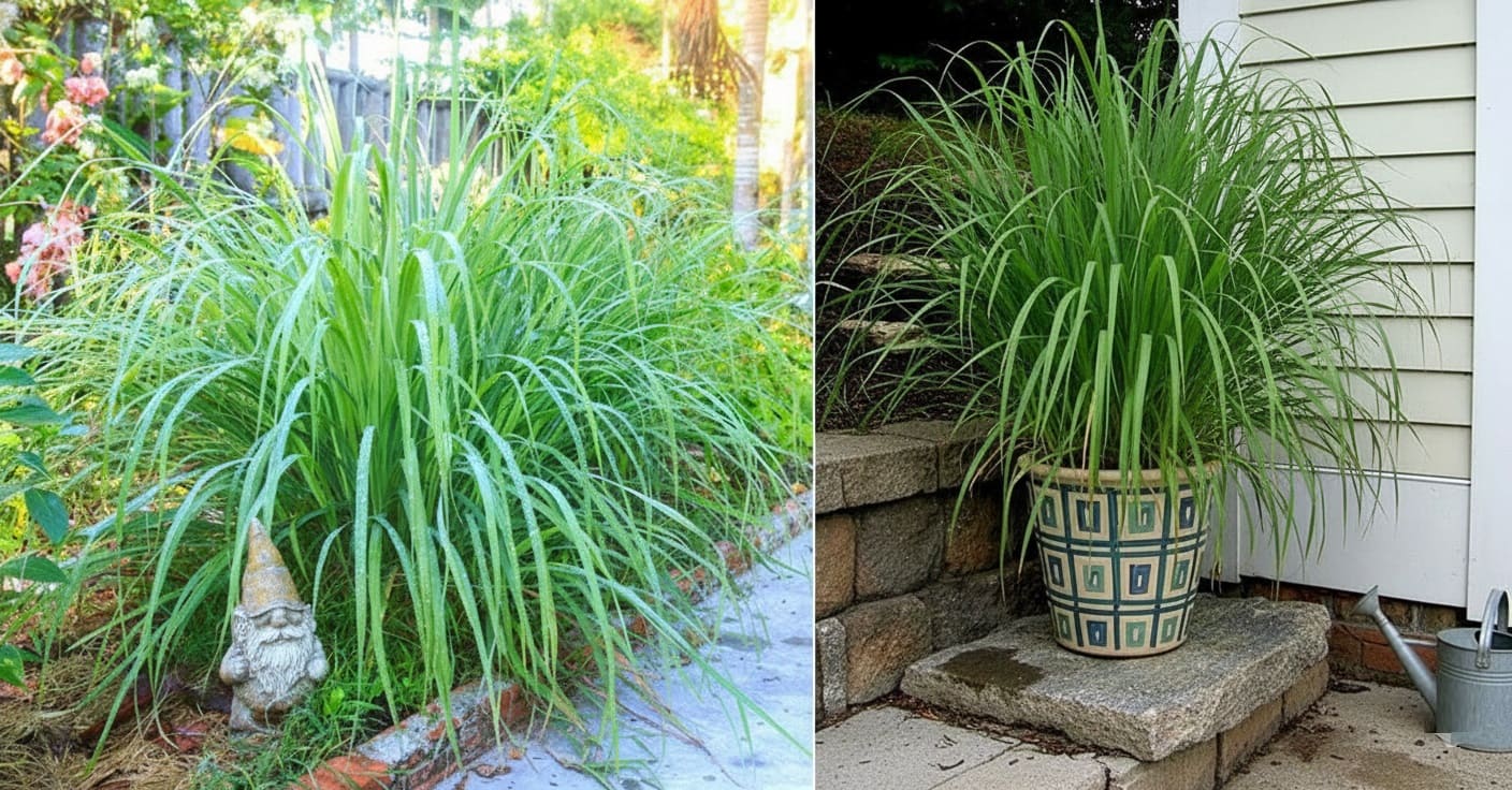 Containers and In-Ground Lemongrass Planting