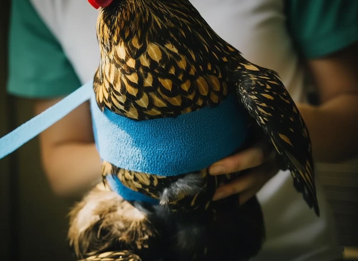 Continue the wrap across the chicken's breast