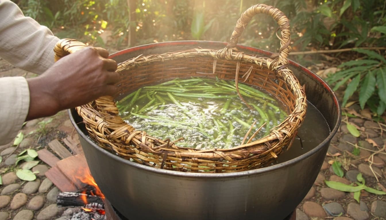 Blanching Vanilla Orchid Beans