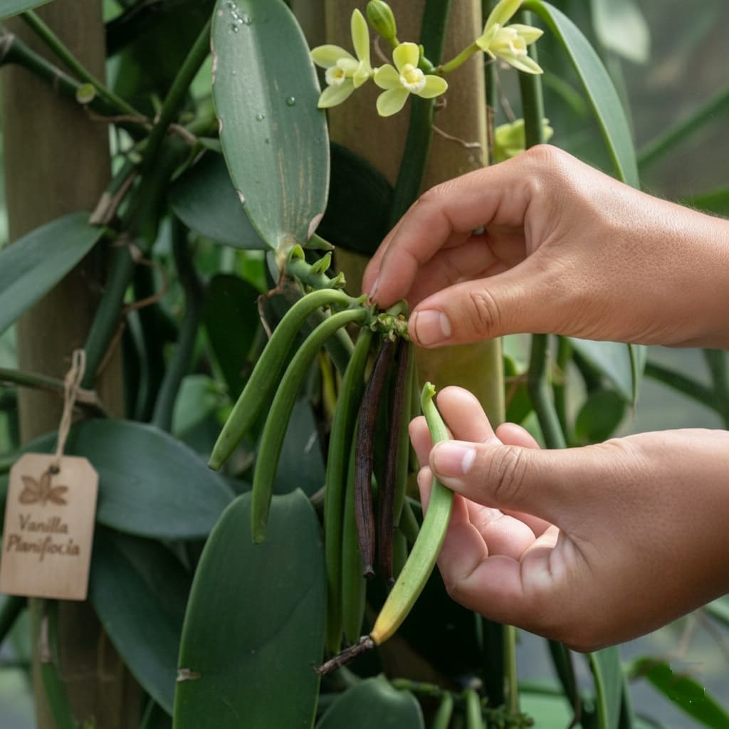 Harvesting Vanilla Orchid Beans