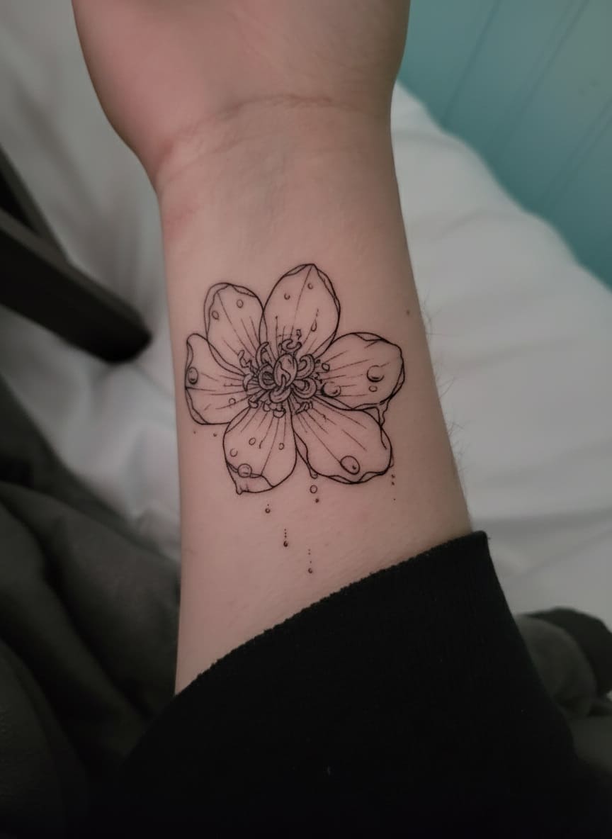 skeleton flower tattoo