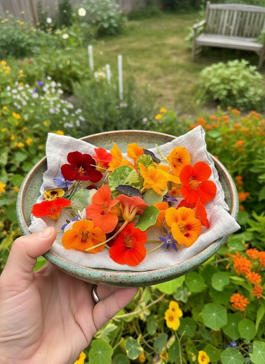 Harvesting nasturtiums