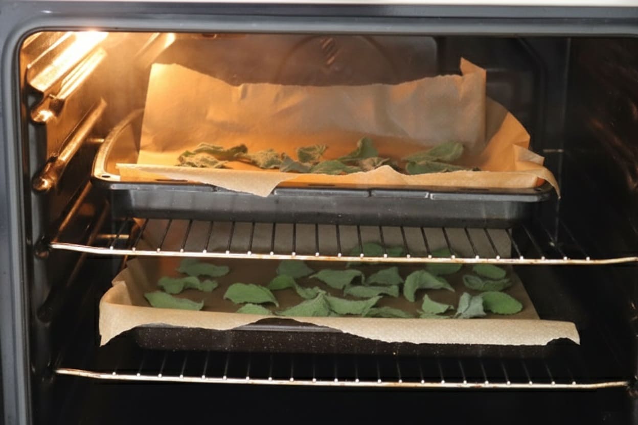 Oven Drying Mint