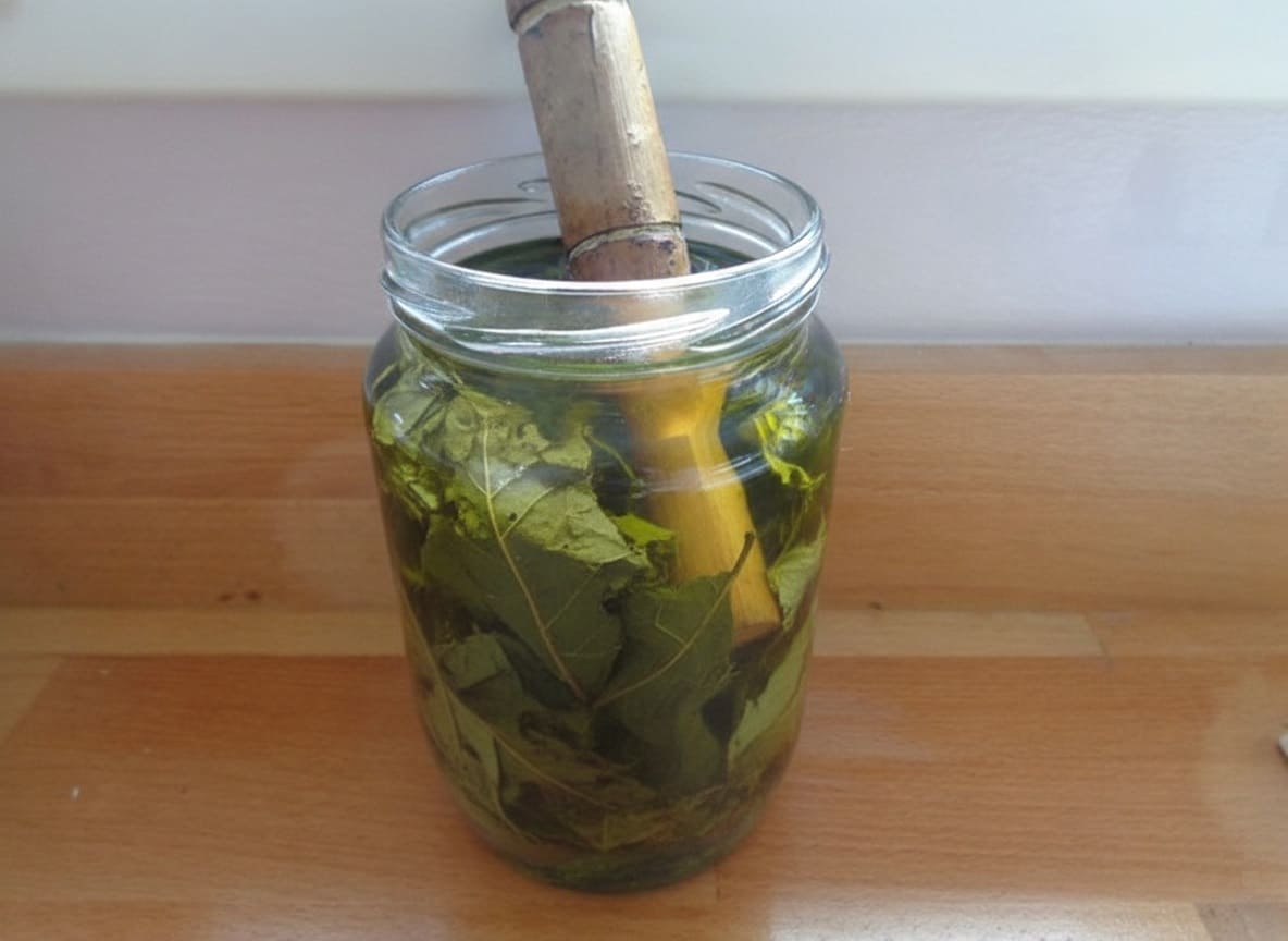 filling the jar with Comfrey
