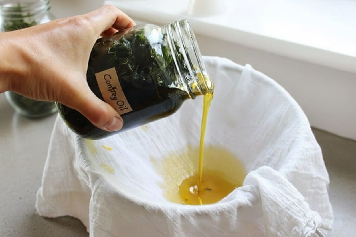 straining Comfrey oil