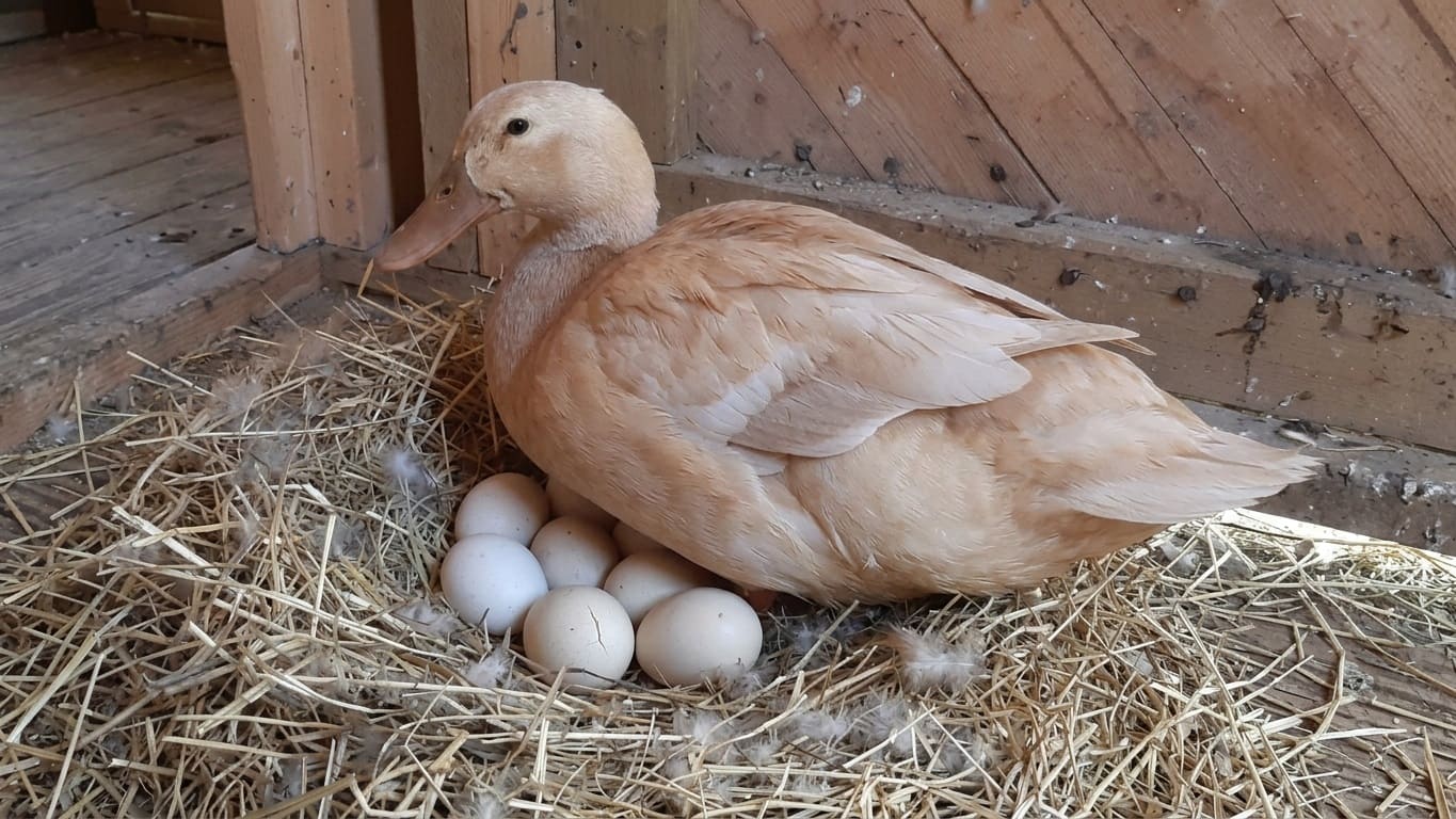 A broody duck