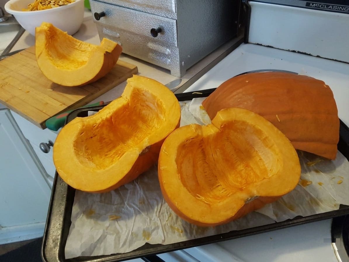 cutting pumpkin
