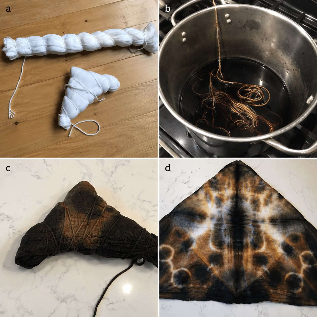 Dyeing with acorns for striking geometric resist patterns