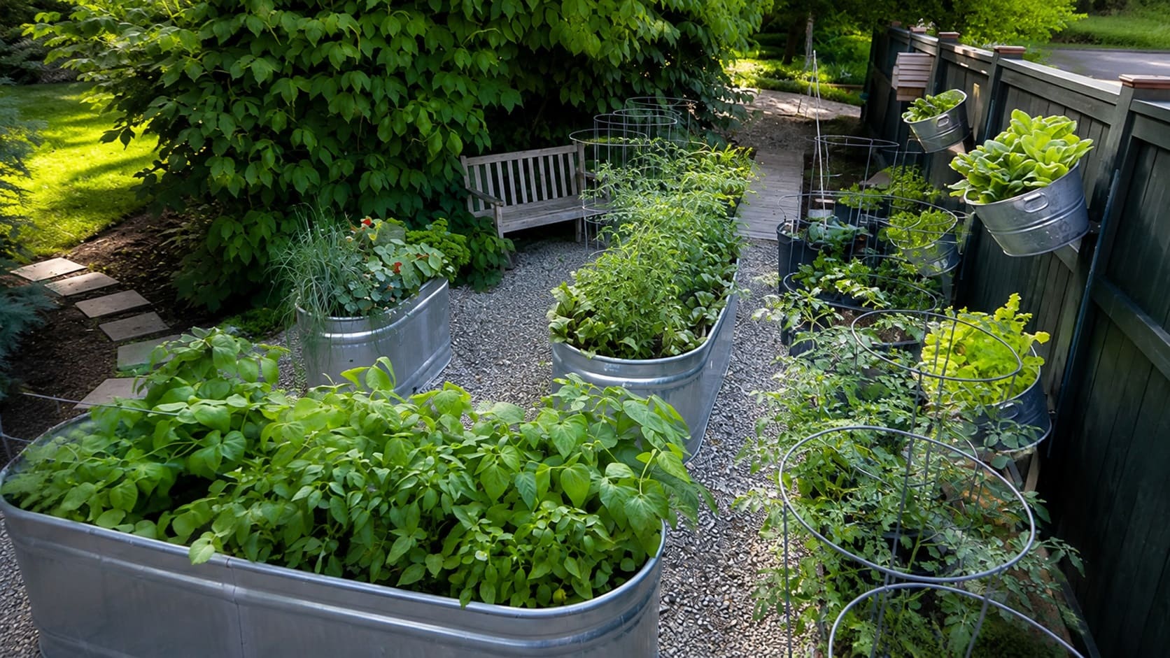 Raised Garden Beds made of galvanized stock tanks