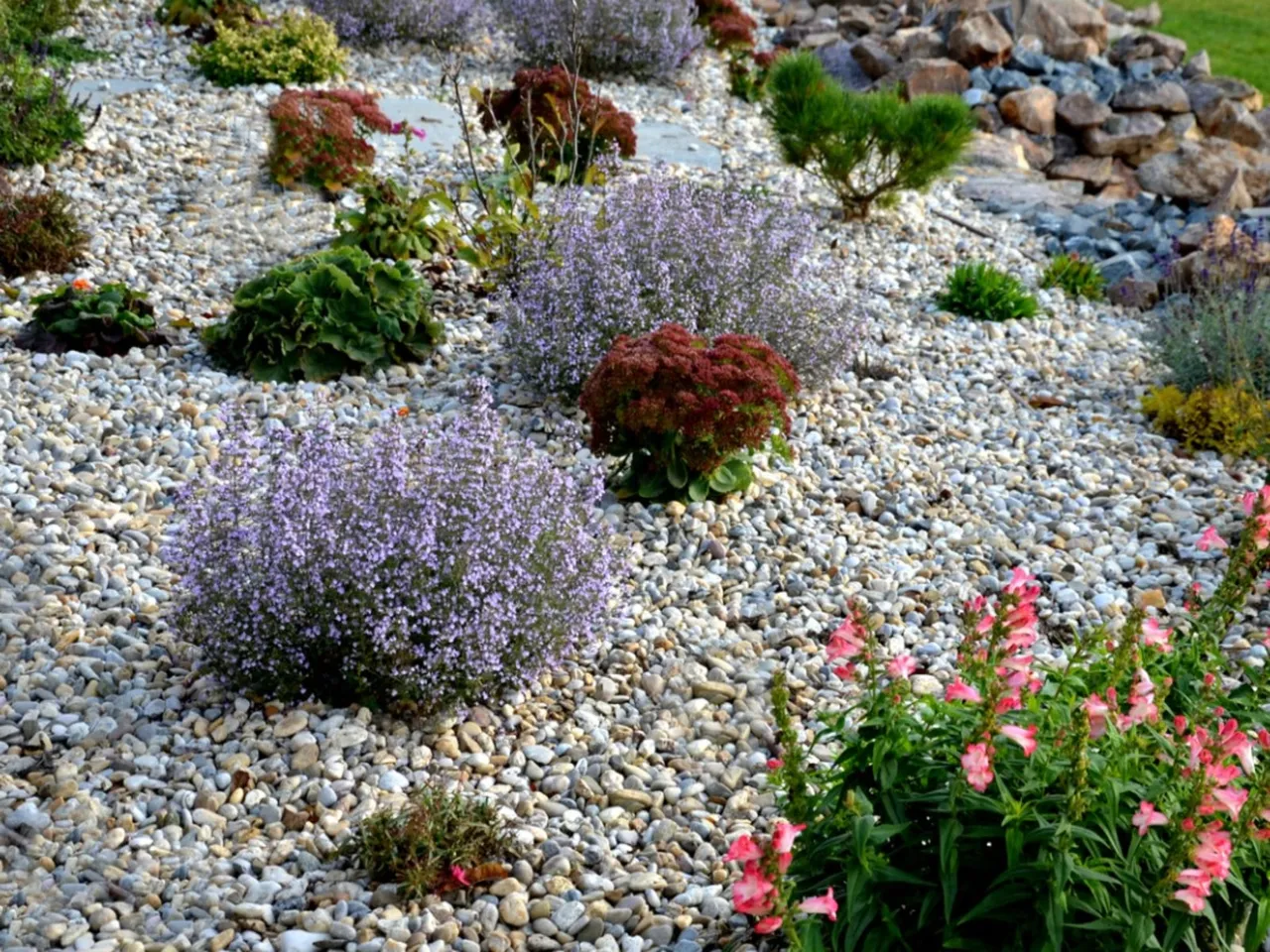 Gravel flower bed