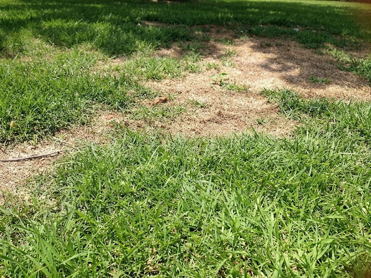 Grub damage on lawn