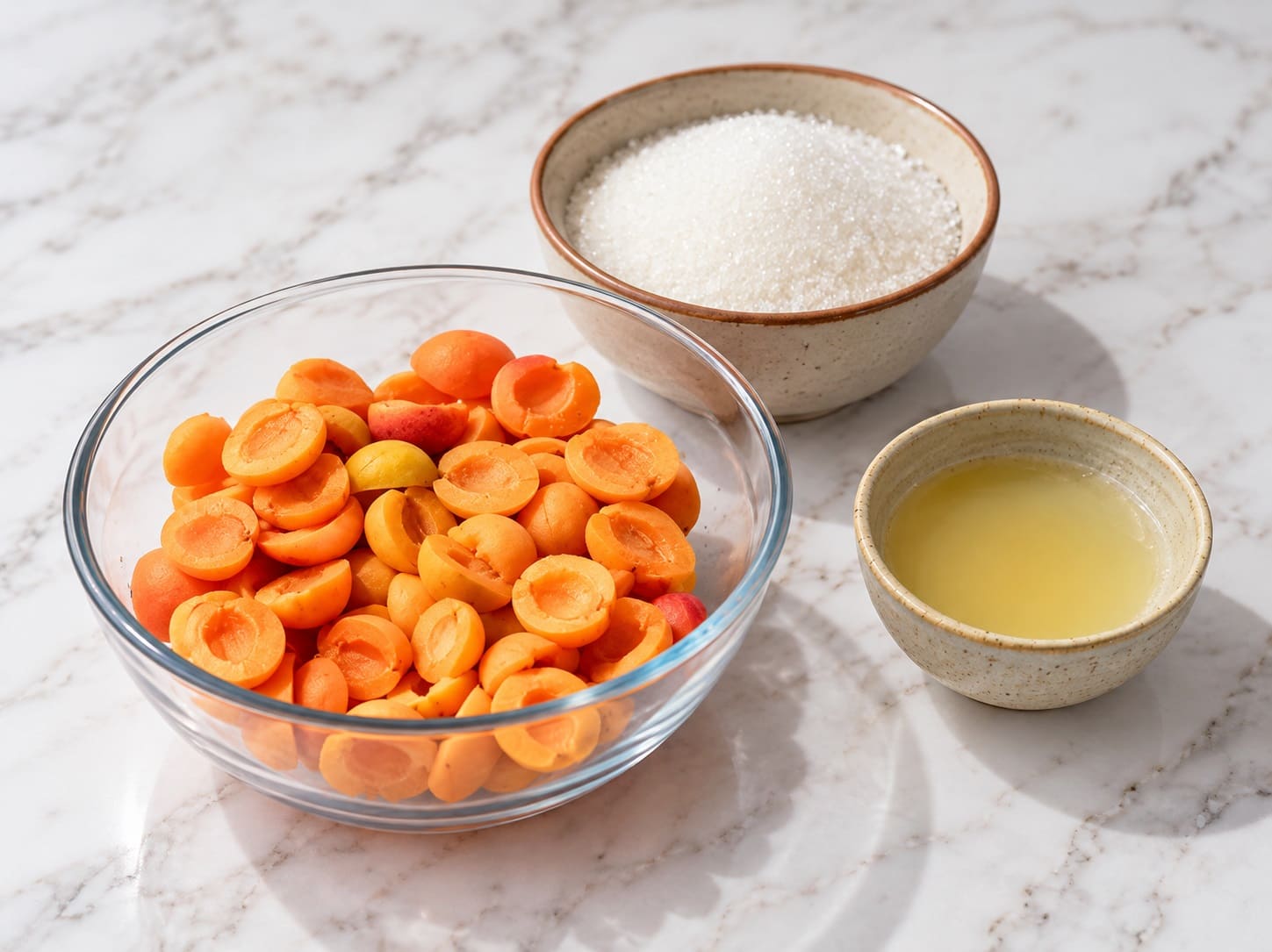 Ingredients for making apricot jam