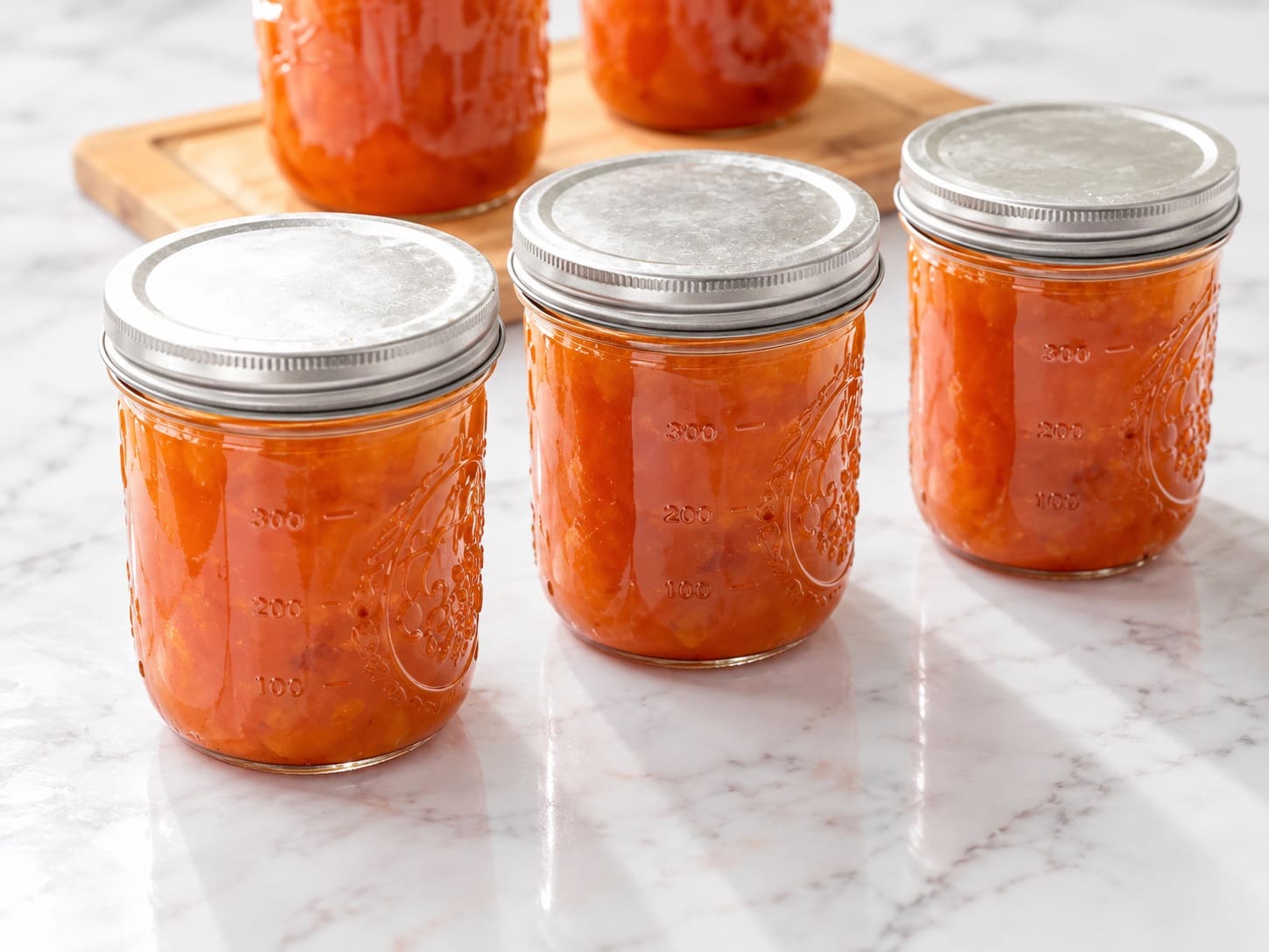 sealed jars of apricot jam